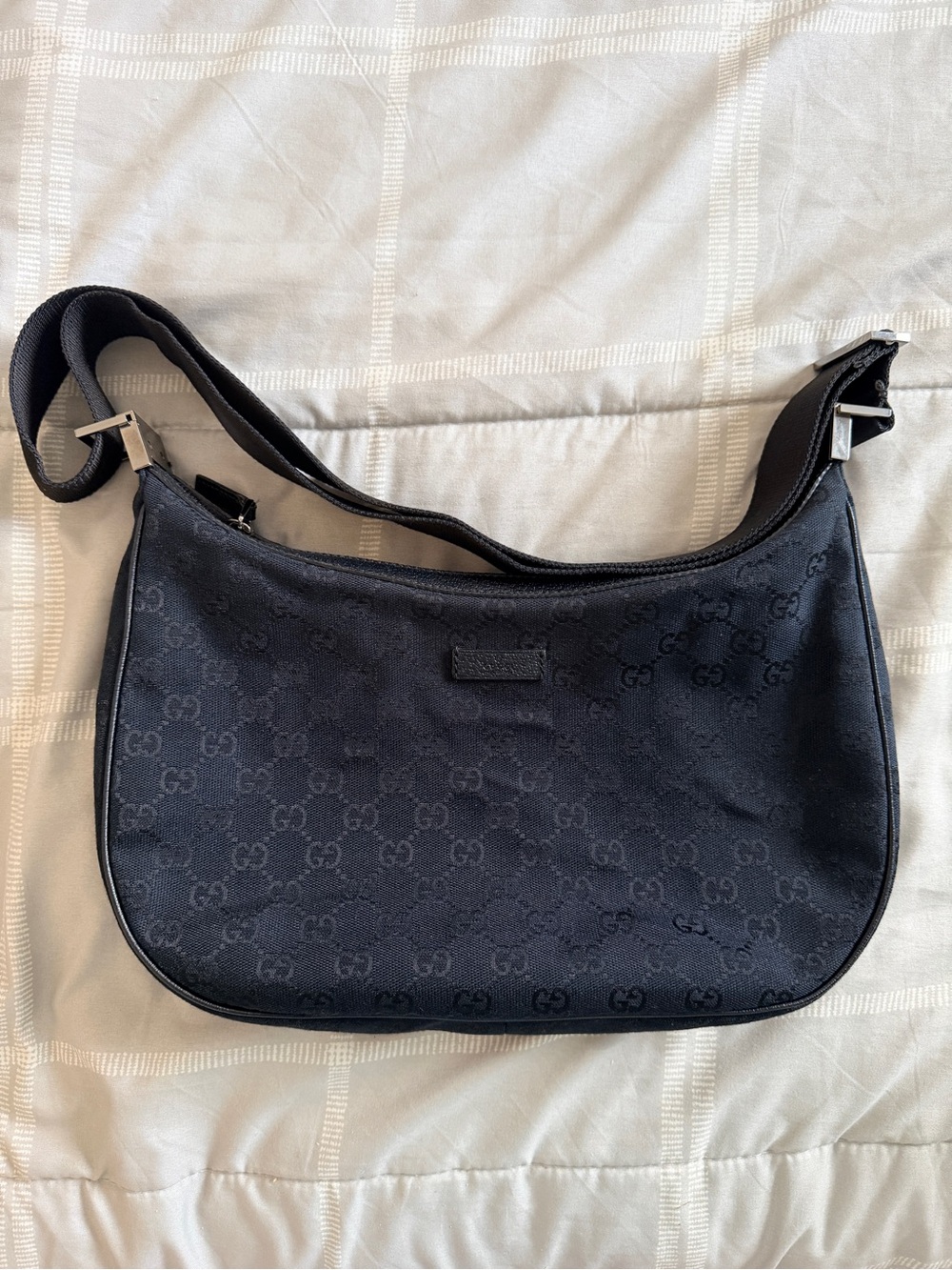 Gucci Black GG Jacquard Shoulder Hobo